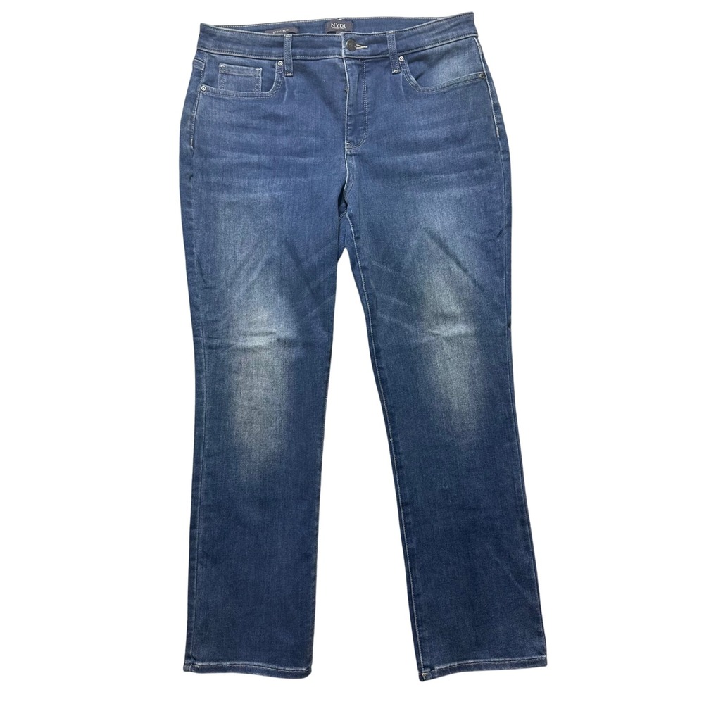 NYDJ Sheri Slim Jeans Women‎ Size 12 Blue Wash Lift Tuck Technology Medium Wash